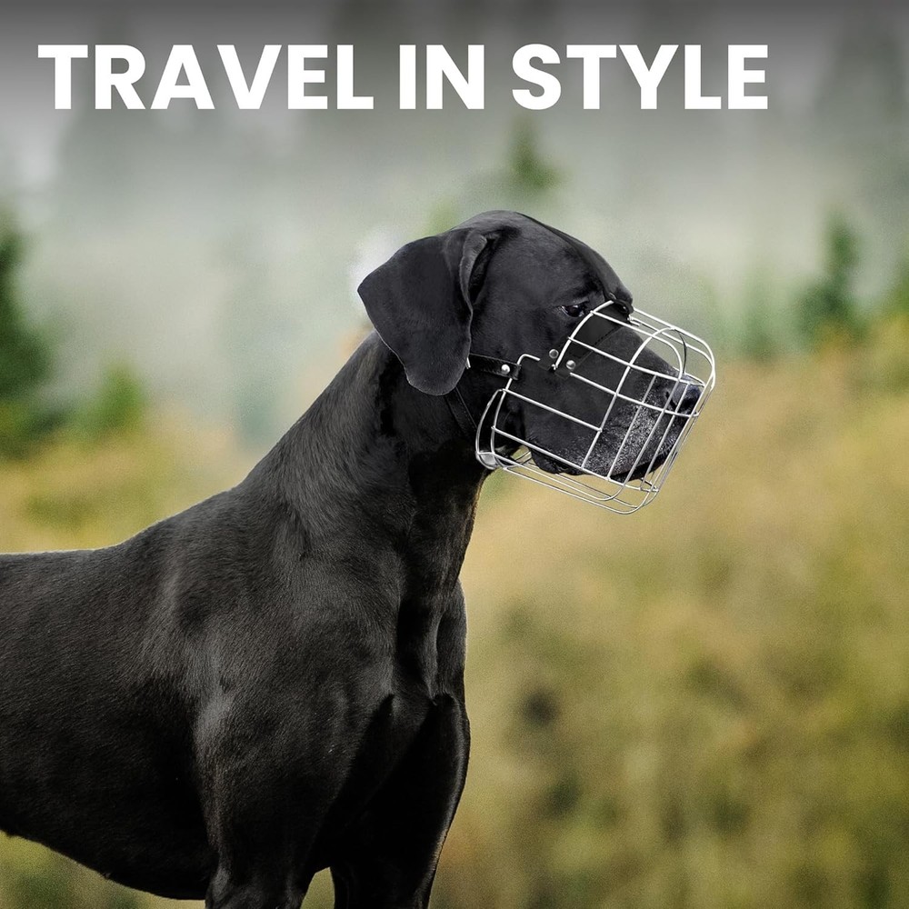 Adjustable Metal Wire Basket Muzzle for Large Dogs-