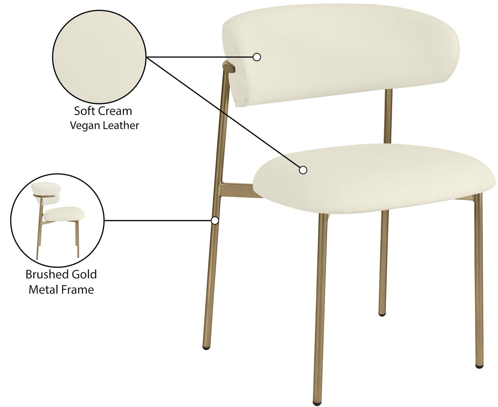 Meridian Furniture Lupita Cream Vegan Leather Dining Chair (Set of 2)