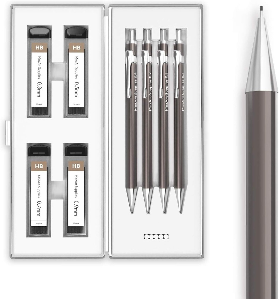 Comprehensive 4-Sized Mechanical Pencil Set with Case - Ideal for Art & Drafting