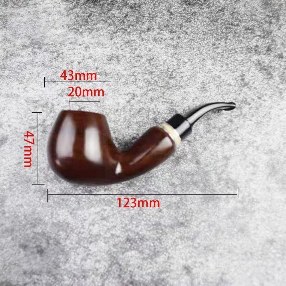 1 PCS Handcrafted Ebony Bent Pipe – Ring Hammered, 9mm Smooth Filter Flue