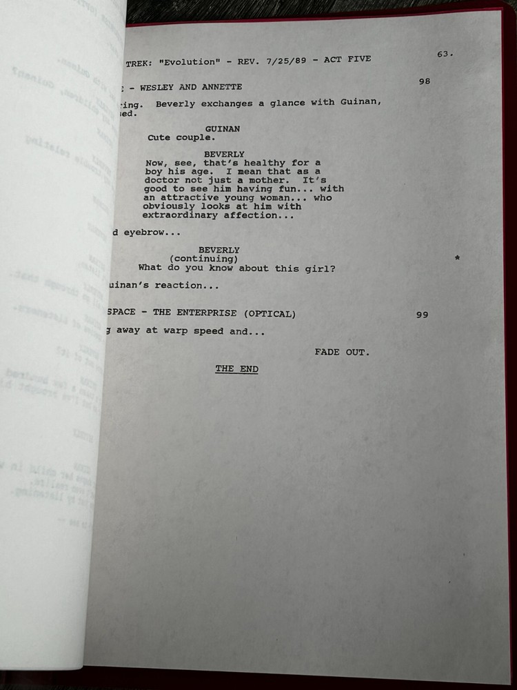 STAR TREK Script The Next Generation Evolution Revised Final Draft July 24 1989