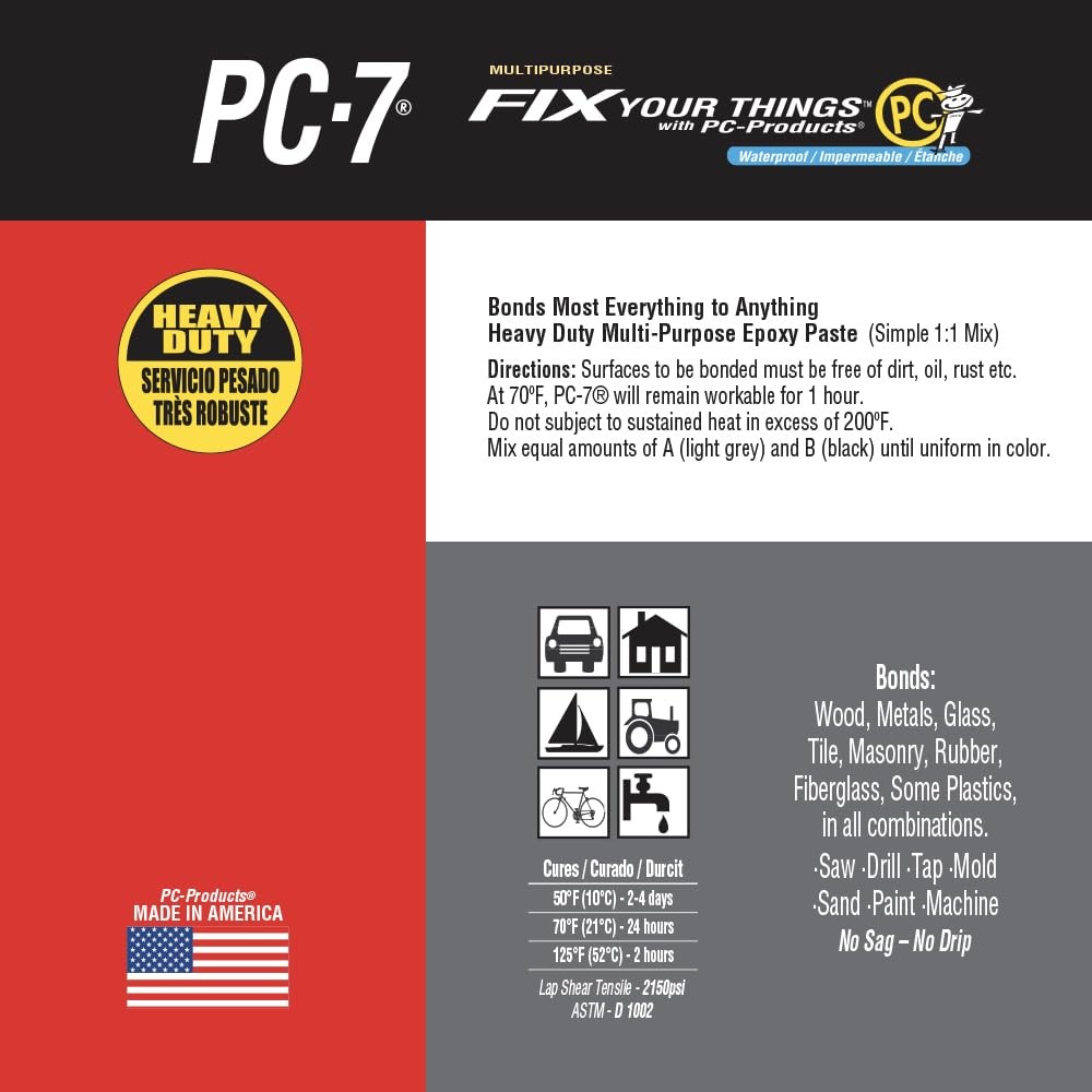 PC Products PC-7 Epoxy Adhesive Paste Kit with Applicator, Two-Part Heavy Dut...
