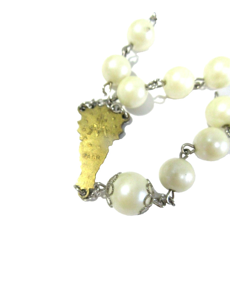 FAUX PEARL ROSARY CROSS CRUCIFIX