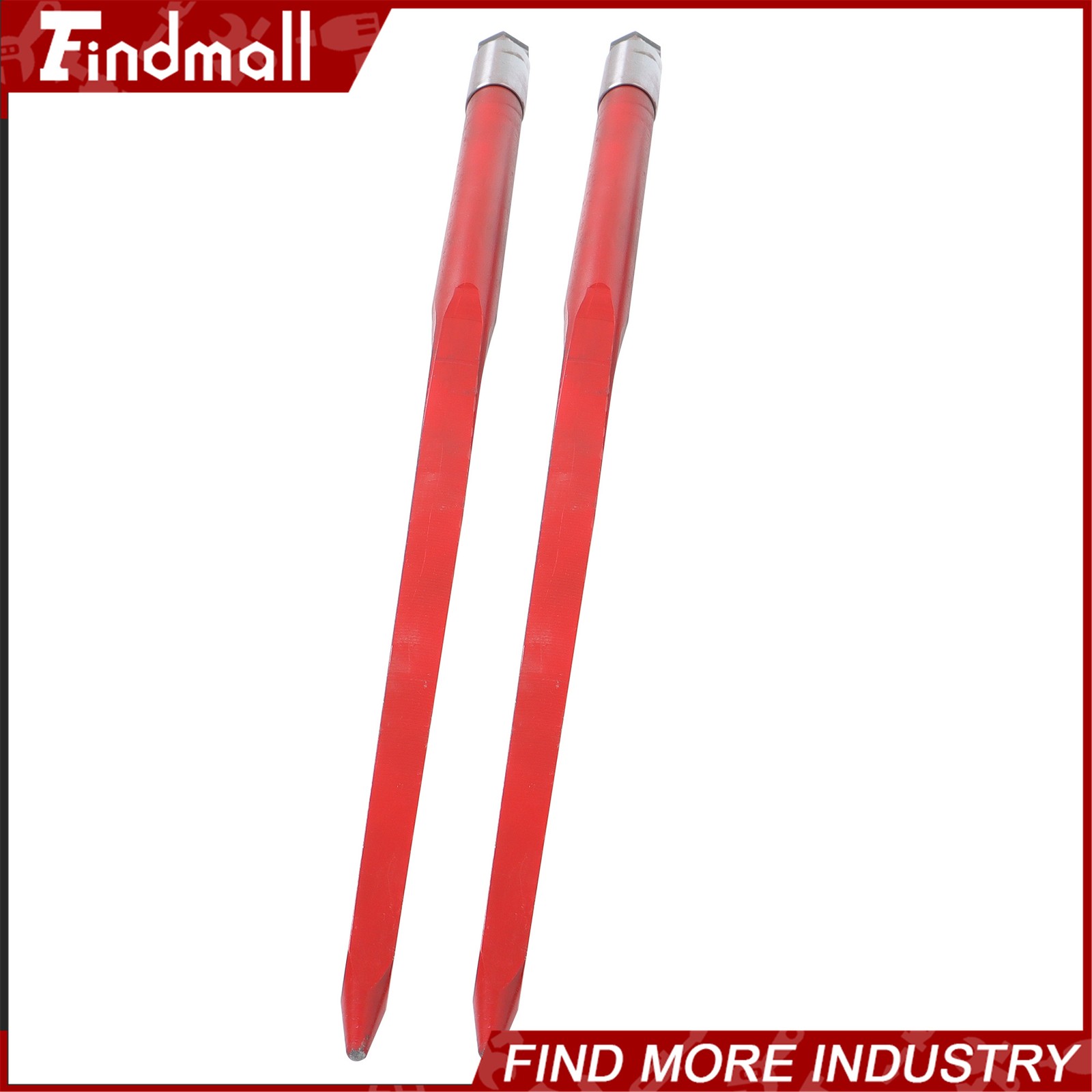 2-Pack Red Hay Bale Spear 49" 4500 lbs Capacity Spike Fork For Loaders Tractors