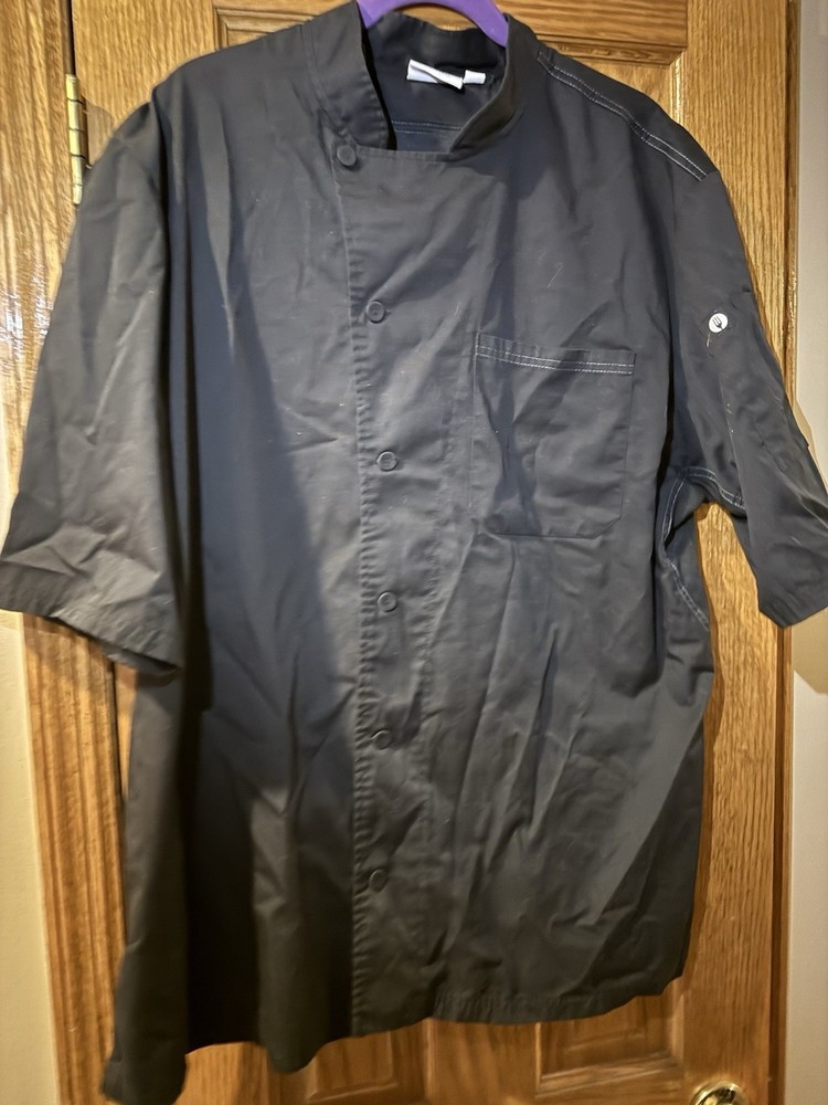 Chef Works Jacket Xl Black Kitchen Work Uniform Coat Restaurant