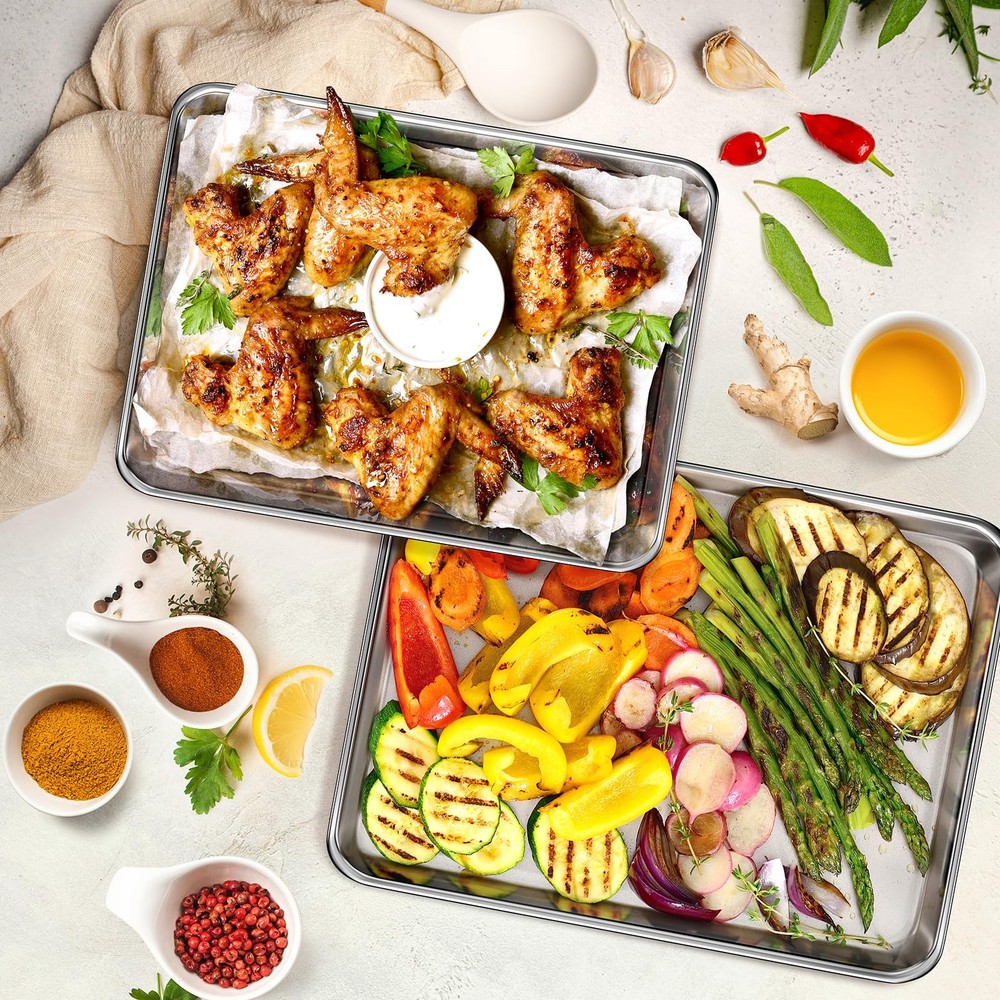 Nonstick Baking Pans, 3 Sizes, Rust Resistant, Easy To Clean, Silver