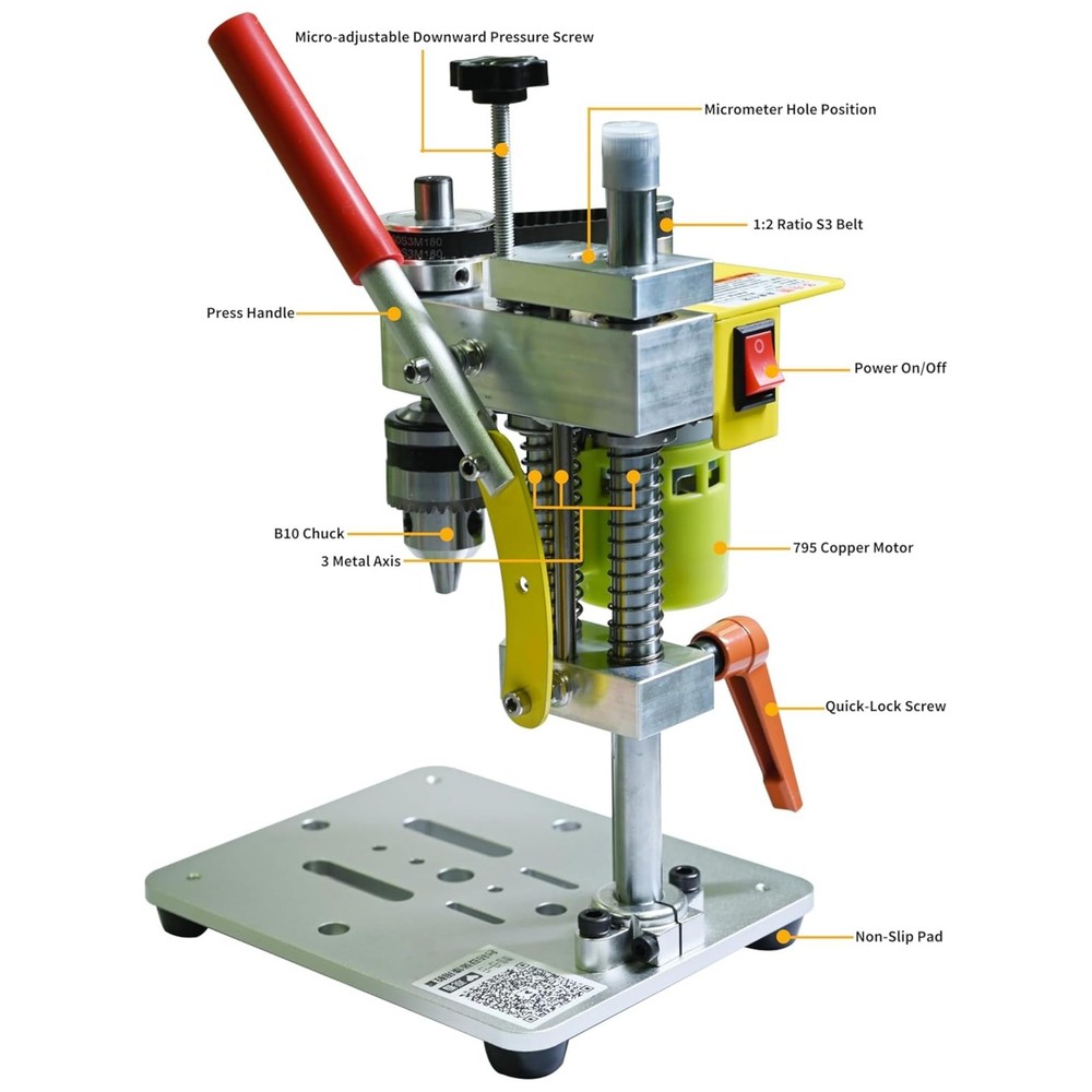 Electric Mini Benchtop Drill Press, 7 Speed Drilling Machine, Portable Tablet...