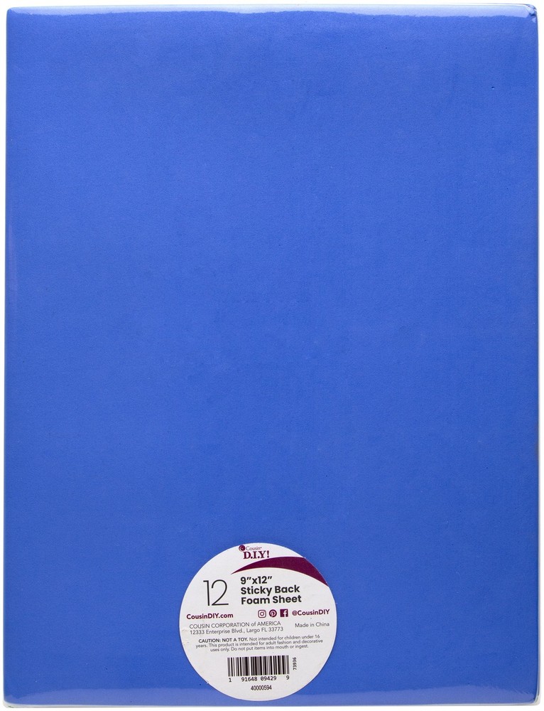 CousinDIY Sticky Back Foam Sheets 9"X12" 12/Pkg-Basic Colors