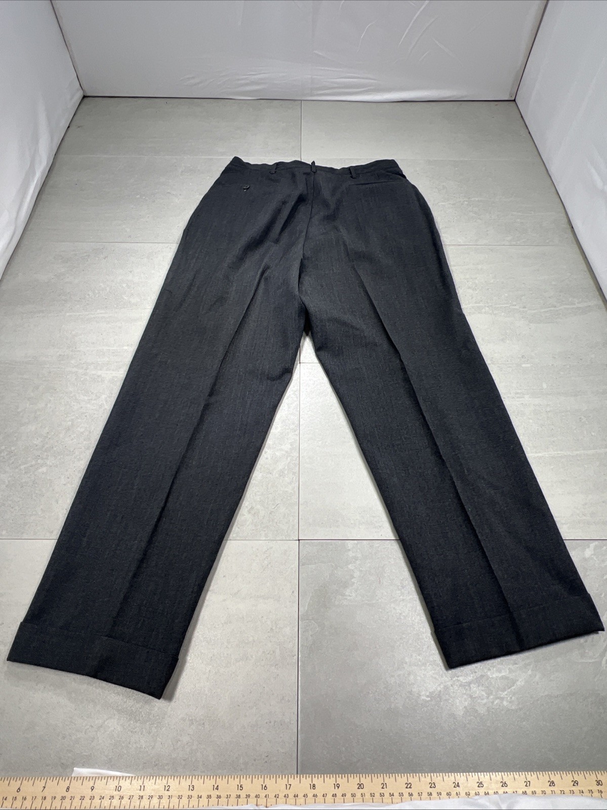 Vintage 50’s 60s Wool Dress Trousers Pleated Cuffed Conmar Zipper USA Gray Ivy