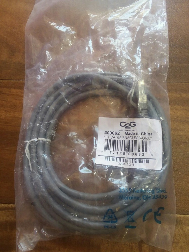 C2G 00662 C2G 8ft Cat6a Snagless Unshielded (UTP) Network Patch Cable - Gray -