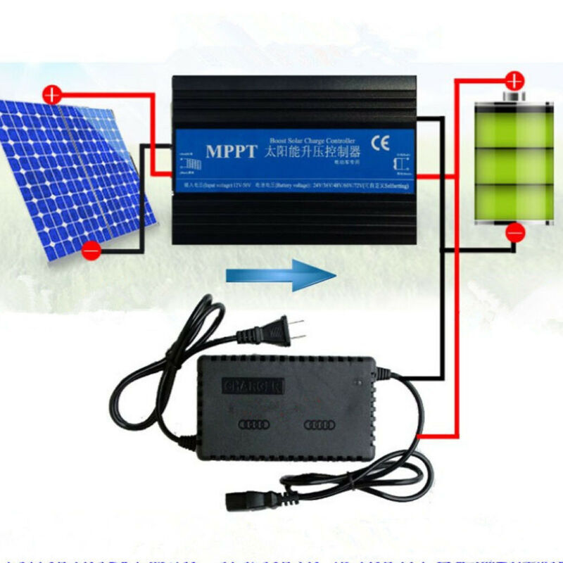 MPPT Boost Solar Panel Battery Regulator Charger Controller 24V-72V Blue
