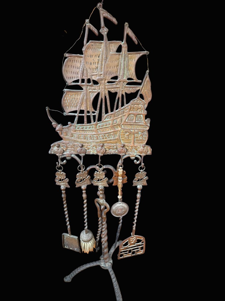 Tall Ship Fireplace Tool Set