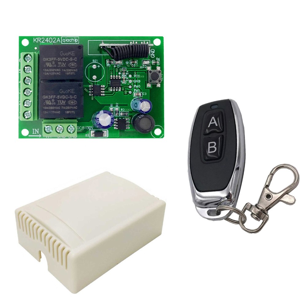Wireless Remote Control DC 6V 12V 24V 2CH RF Relay Transmitter 433MHz Universal