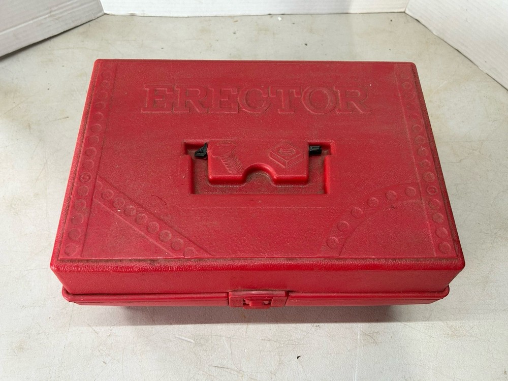 Vintage Red Plastic Box Erector Set 1970’s