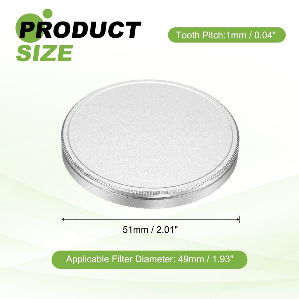 49mm Metal Lens Cap Universal Lens Filter Stack Cap Slim Stack Silver