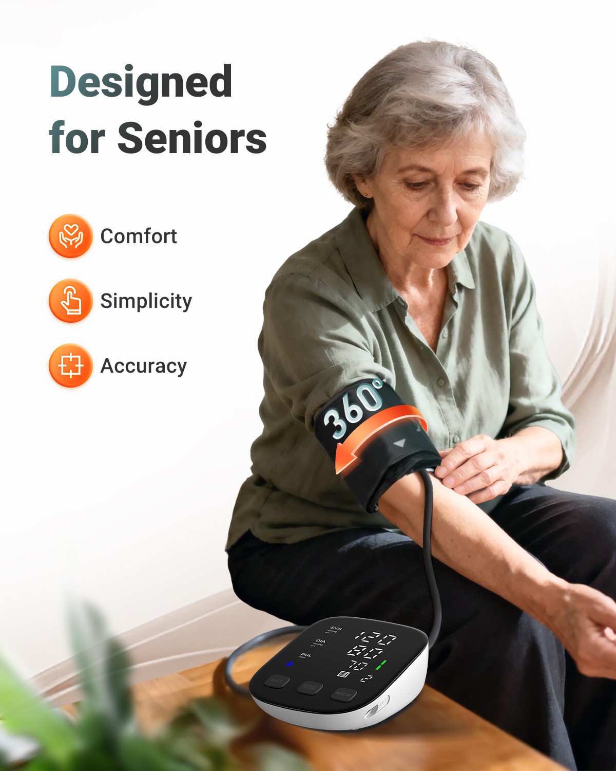 Automatic Blood Pressure Monitor Upper Arm Electronic BP Machine with Pulse Rate