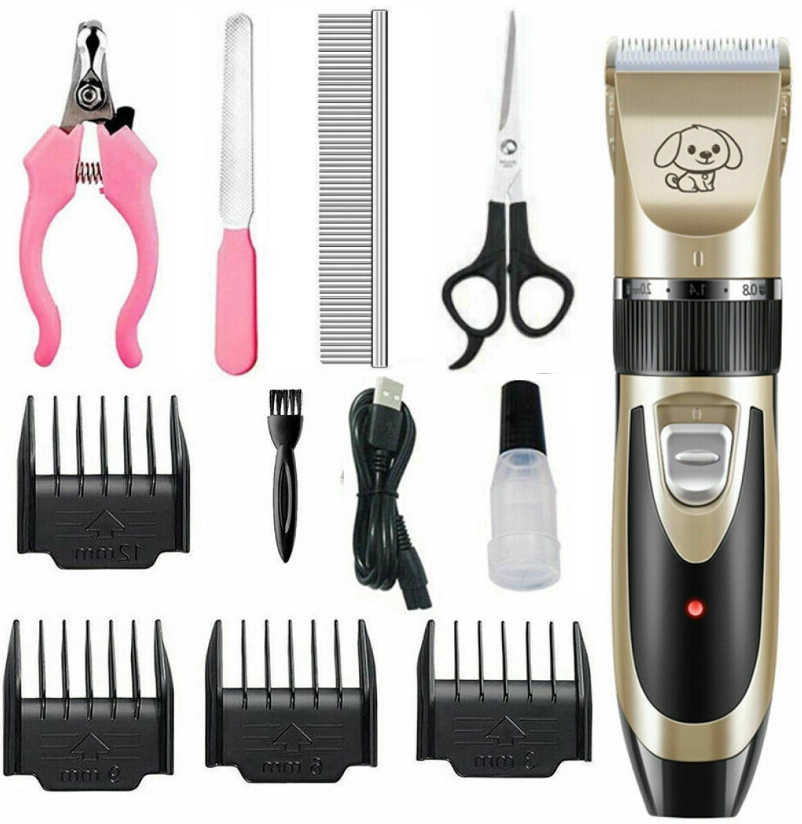 Dog Cat Pet Grooming Kit Rechargeable Cordless Electric Hair Clipper Trimmer Set