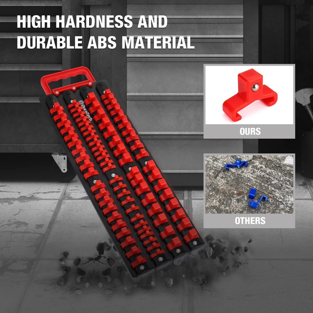 DURATECH 80PC Socket Holder Organizer 1/2" 3/8" 1/4" Drive Socket Organizer Tray