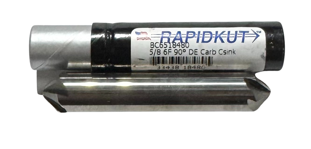 RapidKut 5/8" Solid Carbide Double End Chatterless Countersink 6FL 90 Deg USA