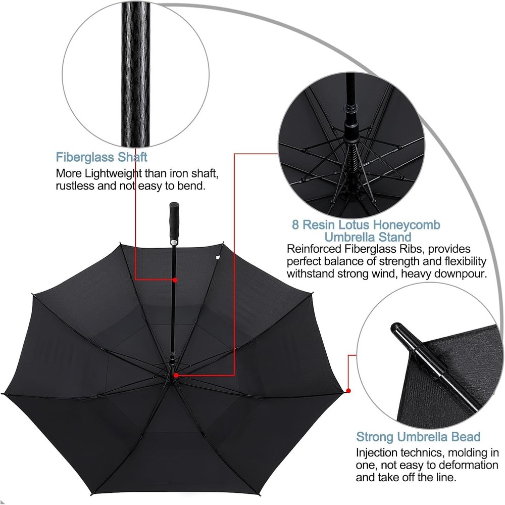 72 Inch Huge Large Oversize Golf Umbrella Automatic Open Double Canopy Windproof