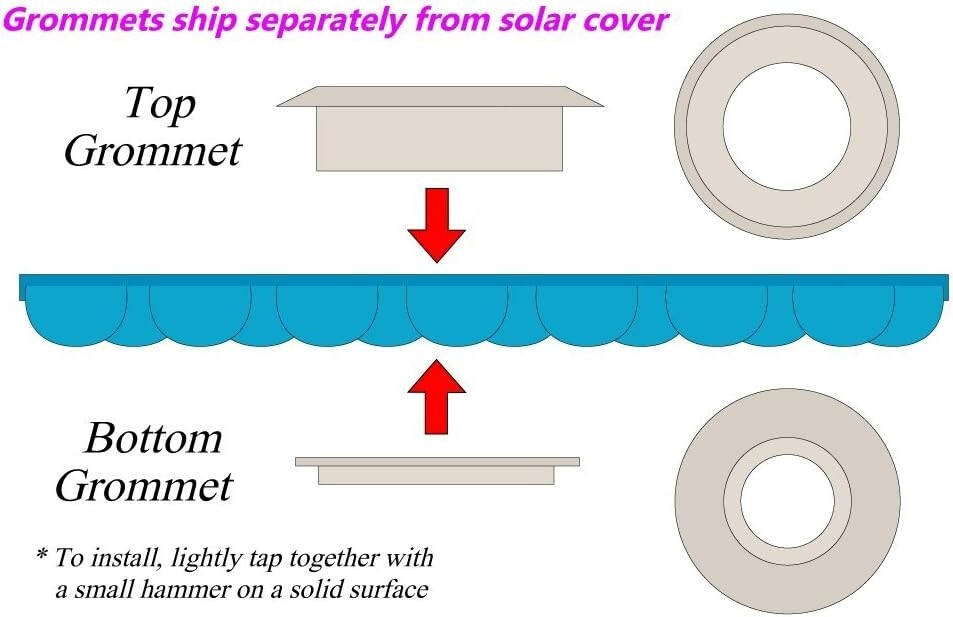 800 Series Blue Swimming Pool Solar Blanket Cover w/ Grommet Kit - (Choose Size)