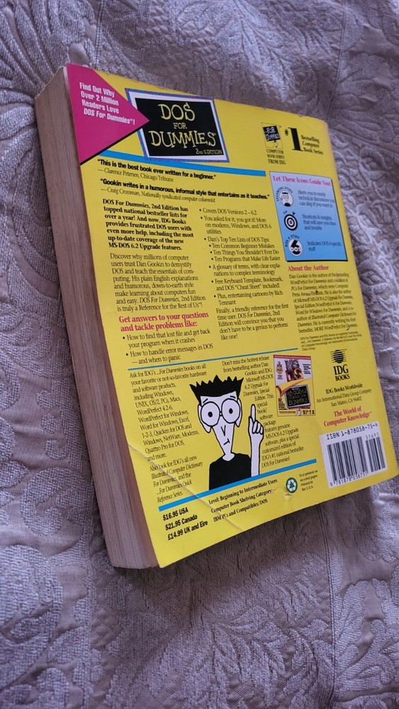 DOS for Dummies 2nd Edition Computer Book Reference Guide Dan Gookin
