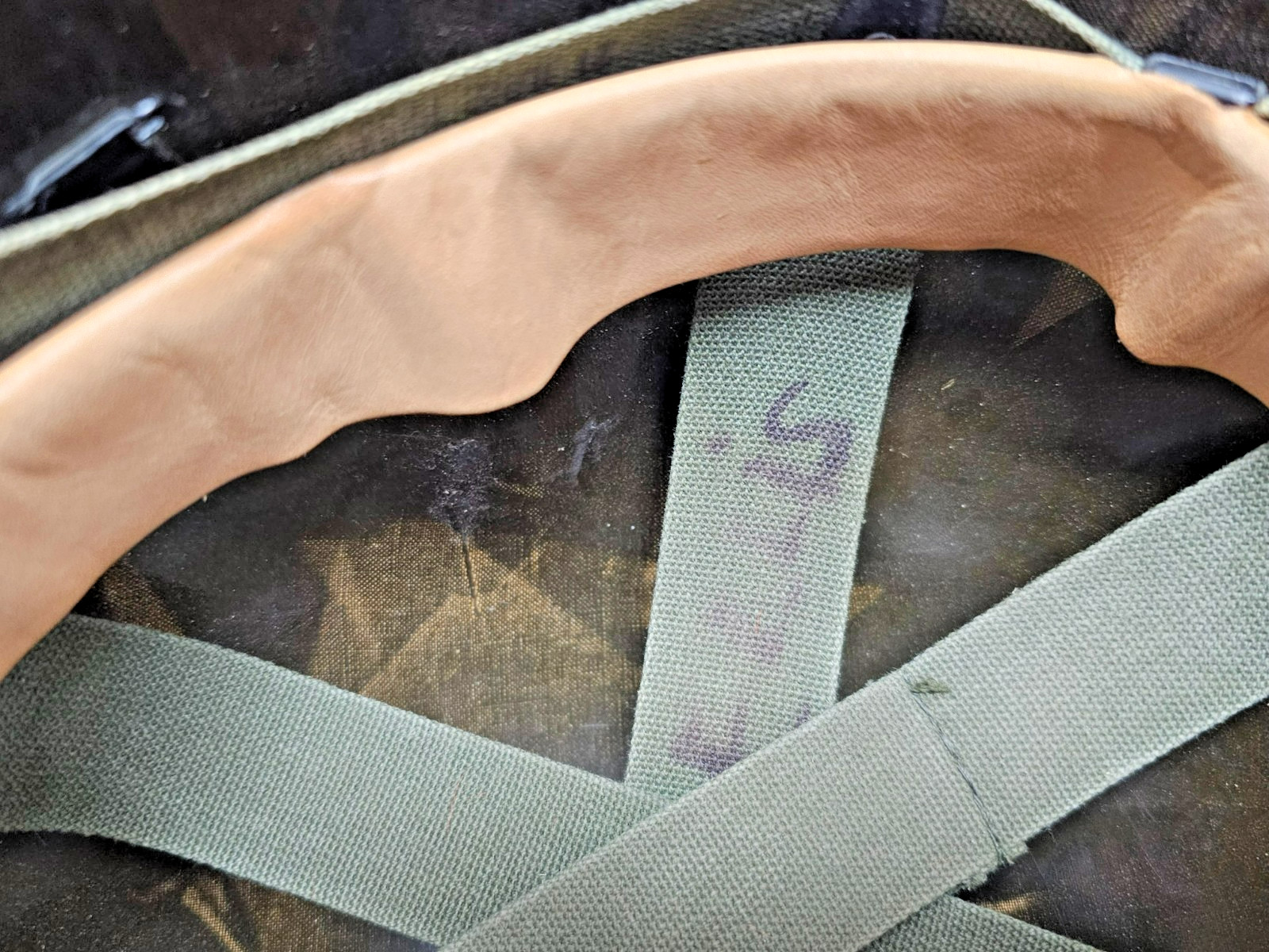 1950s US Army M1 Helmet w/ Green Metal Chinstrap & Liner