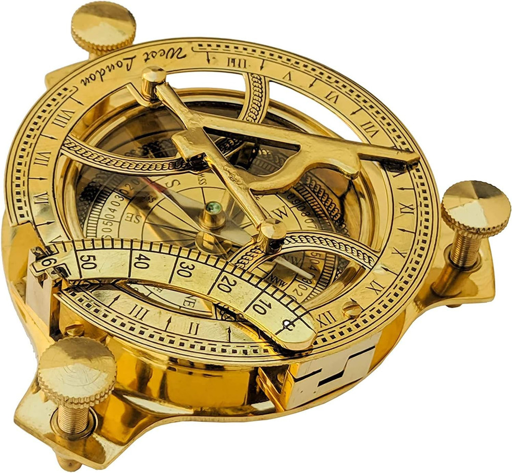 3" Sundial Compass - Solid Brass Sun Dial Rustic Vintage Home Decor Gifts Fully