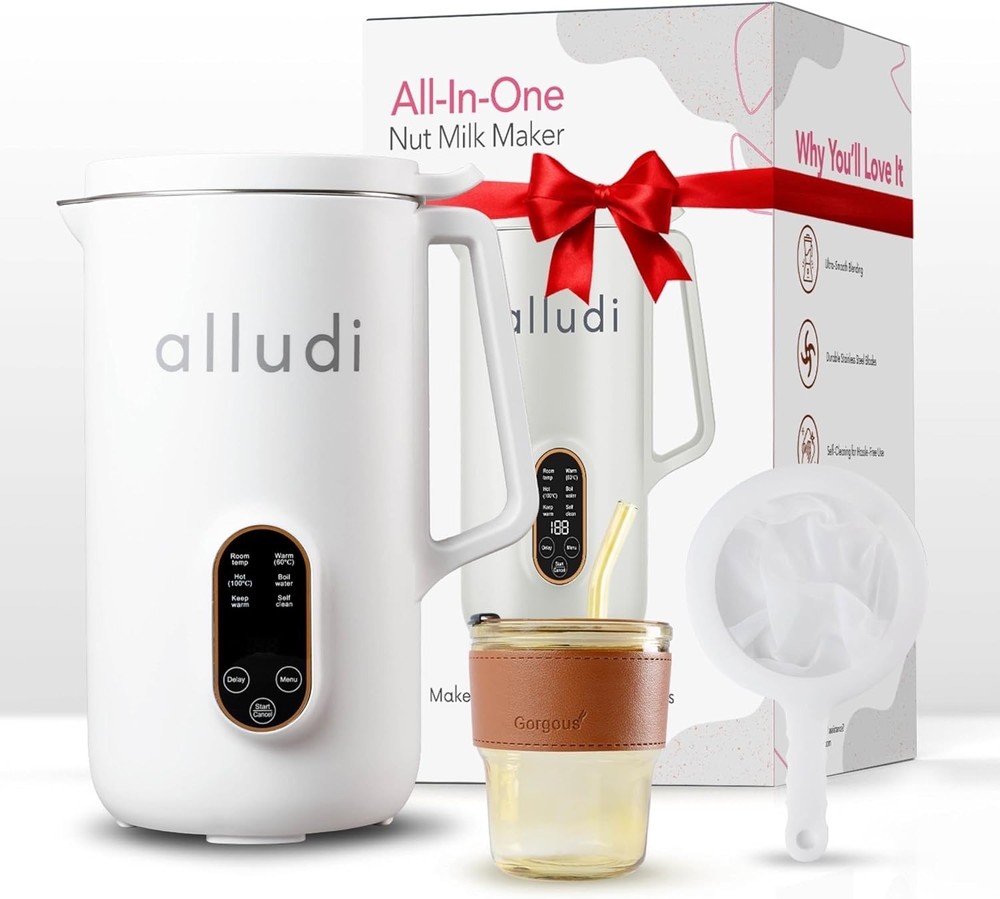 Automatic 10-in-1 Nut Milk Maker Machine, 27oz, Self-Cleaning, White