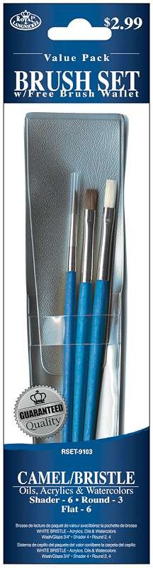 Camel/Bristle Value Pack Brush Set 3/Pkg