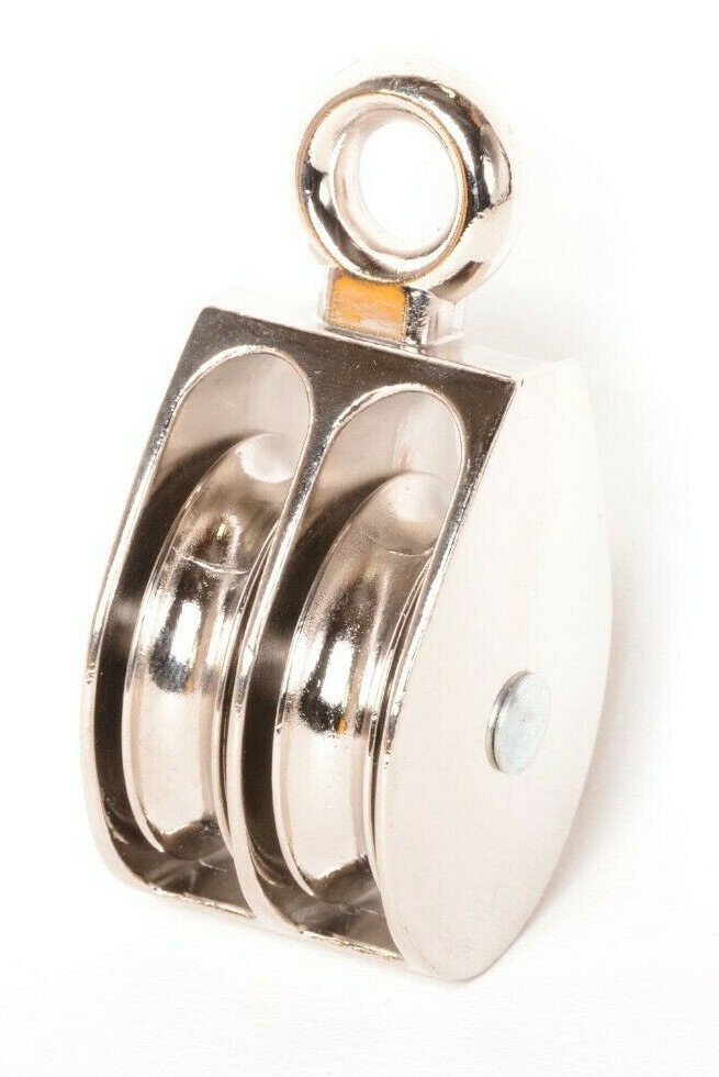 BARON 2" Fixed Eye Double Pulley Nickel Plated