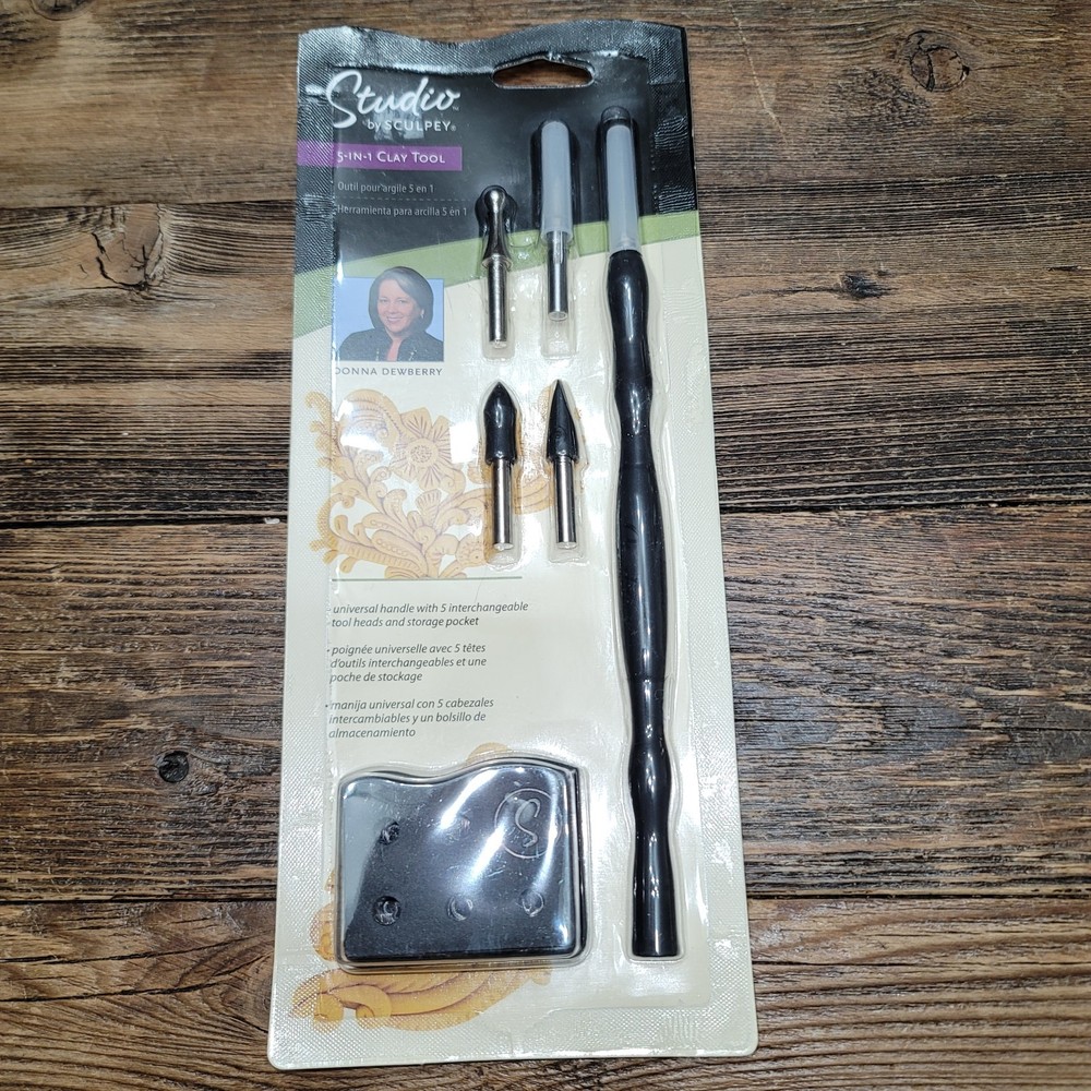 Sculpey 5-in-1 Tool Handle Interchangeable Heads: Blade Cone Chisel Ball Needle