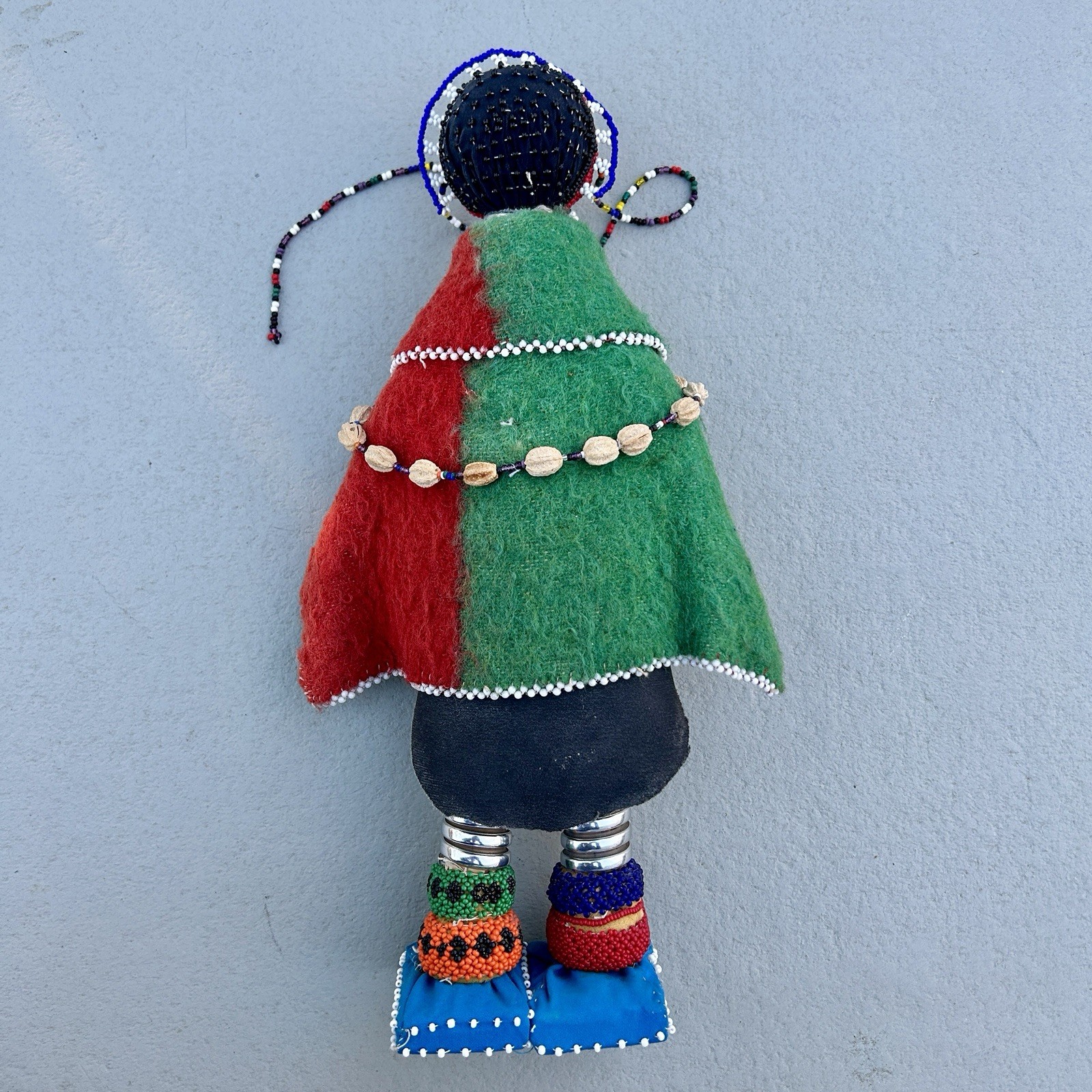 Ndebele Beaded Fertility Doll with Neck Rings South Africa 1990s Vintage 15¼″