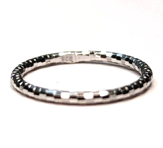 Diamond Cut Thin Stackable Wedding Ring .925 Sterling Silver Band Sizes 3-12NEW