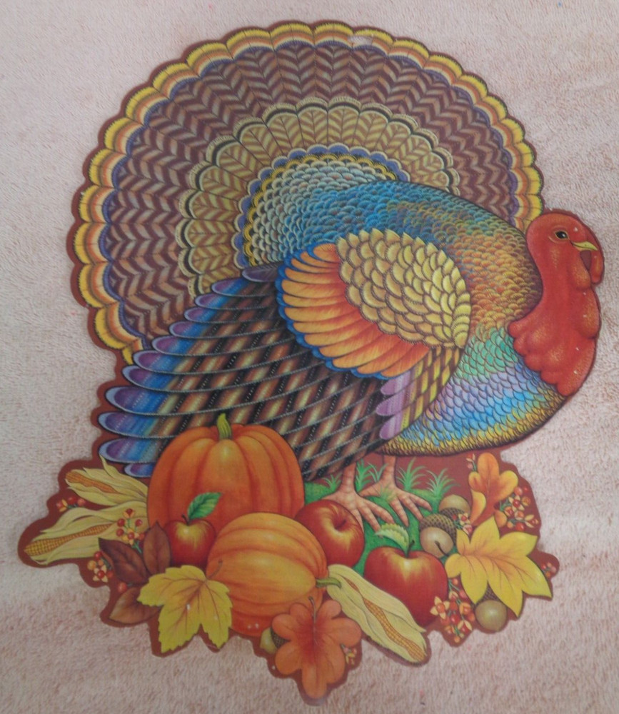 2 Thanksgiving Turkey Diecut Decorations - Double-Sided