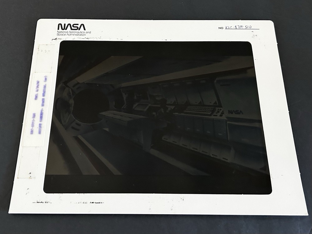 1987 NASA KSC Shuttle Artist Concept Space Station Presentation Transparency
