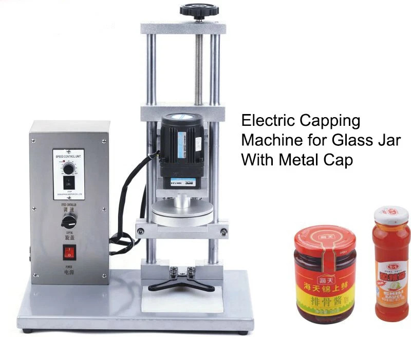 Metal Electric Glass Bottle Lug Capping Machine/Jam Jar Cap Closure Sealer 110V