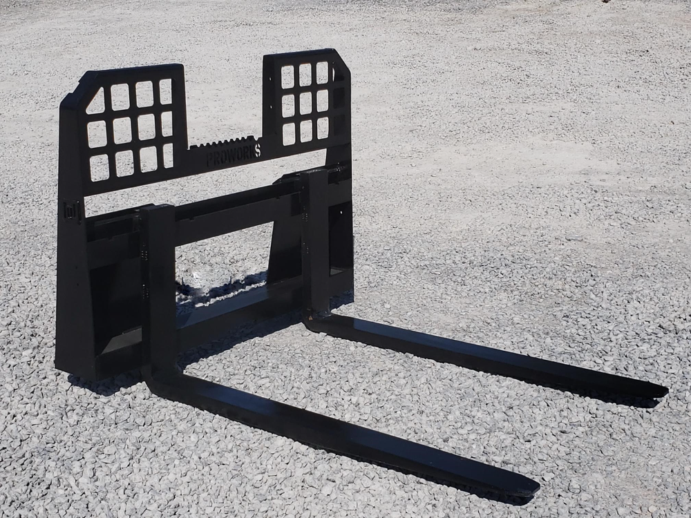 60" Root Grapple Grease and 48" Walk Through Pallet Forks Combo Quick Attach