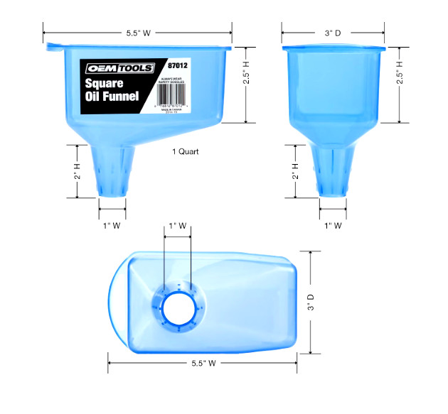 OEMTOOLS Square Oil Funnel - 1 Quart