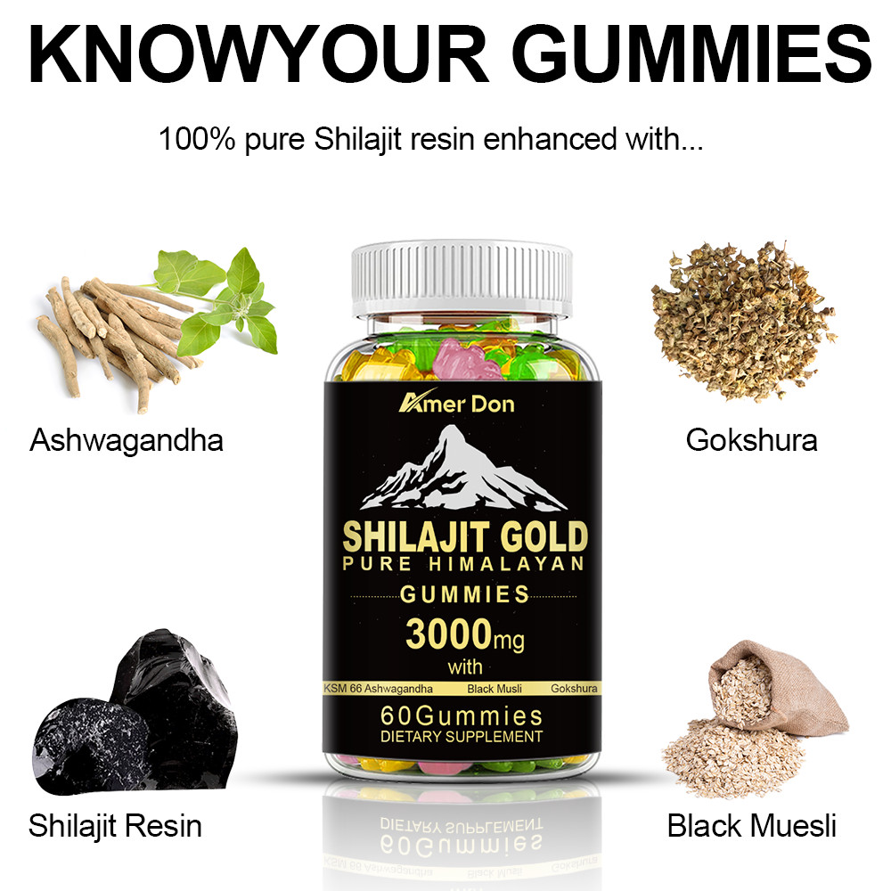 Shilajit Gummies Max Strength | Pure 100% Authentic Himalayan Origin 1-4 Bottles