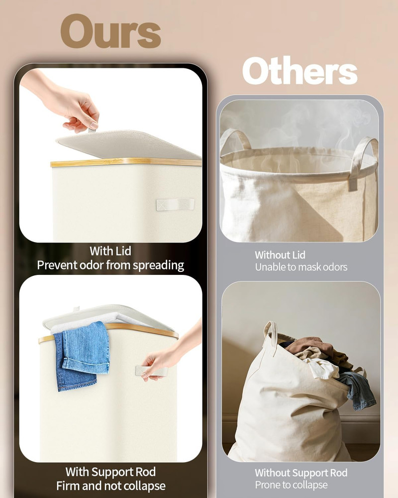 Laundry Hamper with Wheels, 110L Large Clothes Hamper with Removable Inner Bag,