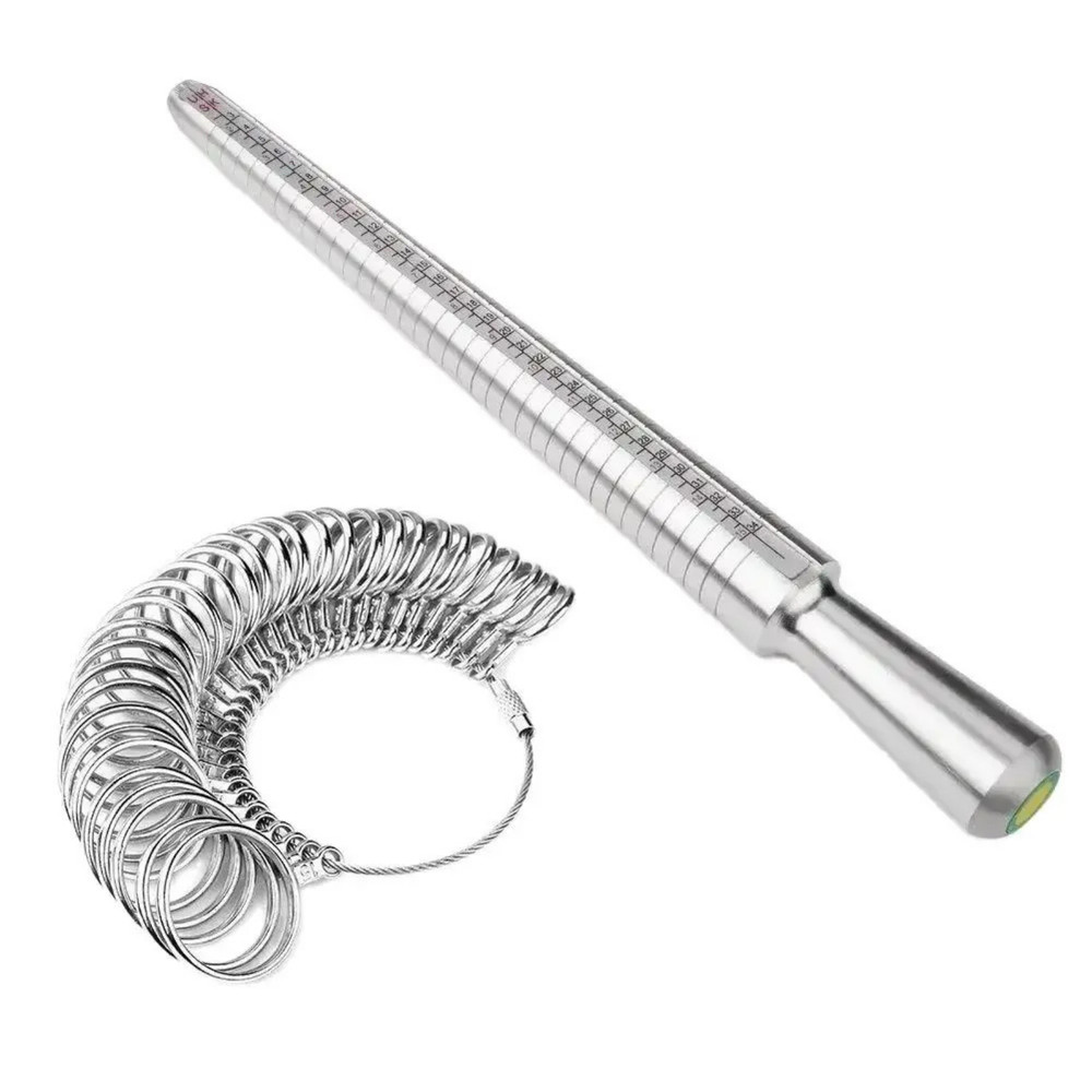 Metal Ring Size Gauges Set Measuring Ring with Mandrel Sizer Finger Sizing HO
