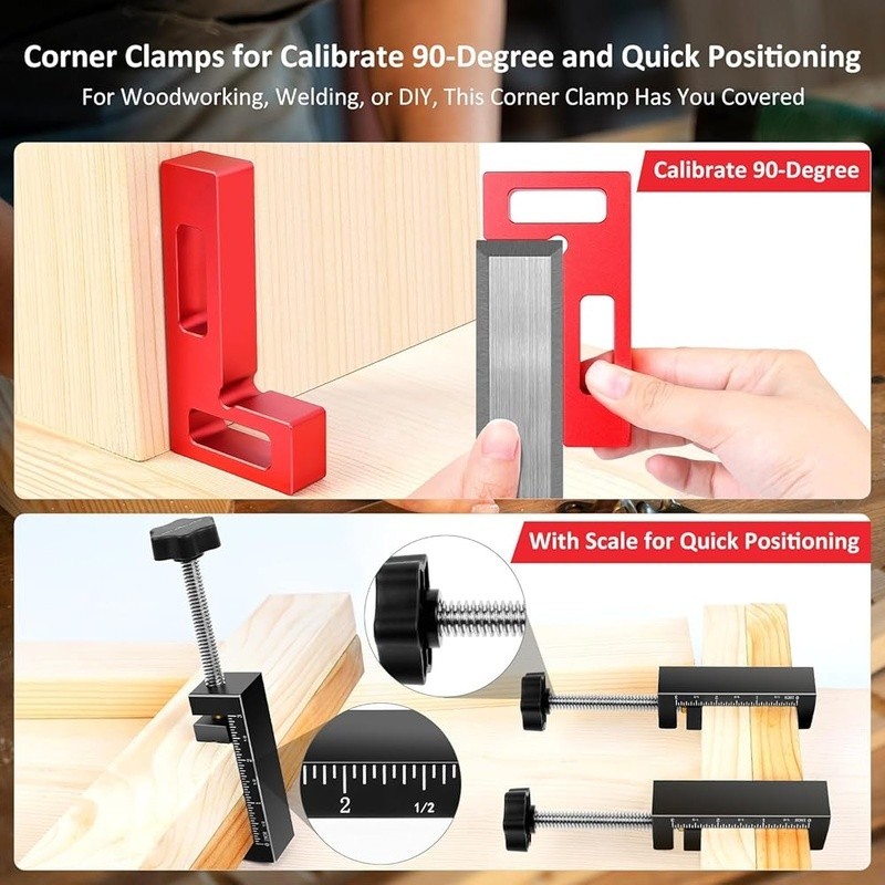 Woodworking Corner Clamps 90 Degree Right Angle Tool Set DIY Projects Frames