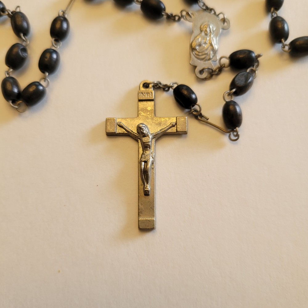 Vintage Black and Silvertone Rosary Older Rosary