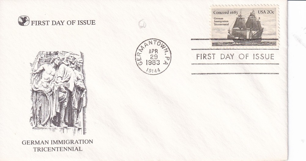 STAMP US SCOTT 2040 "Concord, 1683" 20 CENT 1983 FDC - I