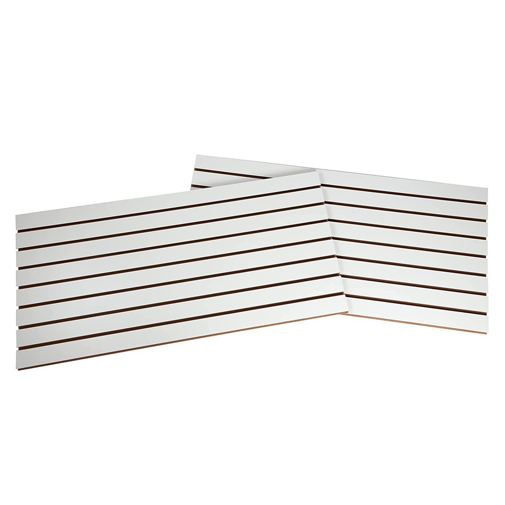 2 Slatwall Easy Panels 4' x 2' Horizontal White Fiberboard Panel