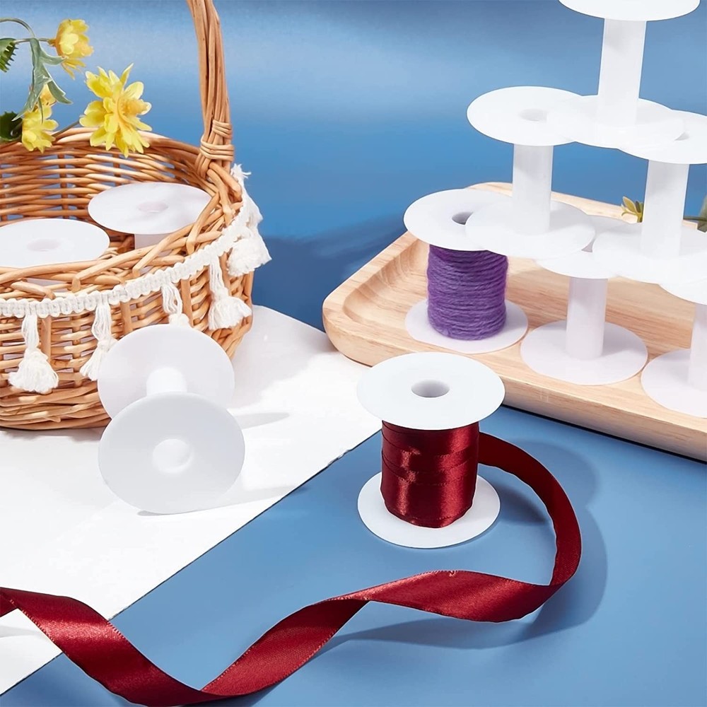 PH PandaHall 20pcs Empty Plastic Spools, 2 Inch Ribbon Spool White Wire Spool...