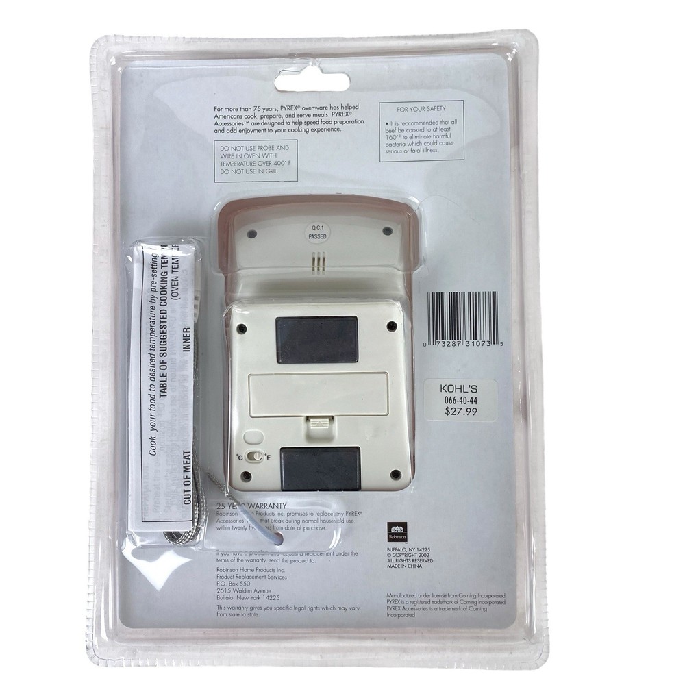 Pyrex Accessories Digital Thermometer And Timer #31073 New Sealed