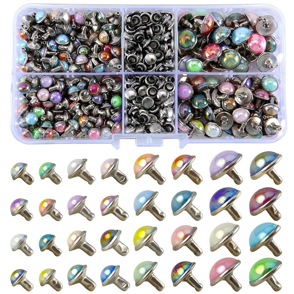 260 Sets Mixed Sizes Leather Rivets Mixed AB Colors Rivets Studs Rivets for C...