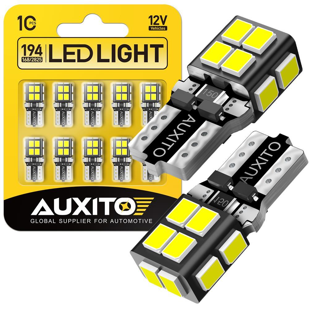 10x AUXITO T10 168 194 LED License Plate Light Bulb Interior Bulbs White 6500K